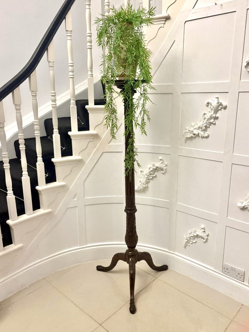 Superior Quality Antique Victorian Carved Mahogany Torchère / Plant Stand